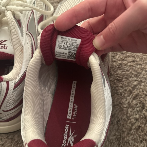 Reebok Women's White and Burgundy Sneakers - Picture 5 of 6